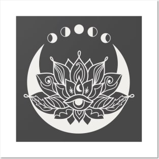 Lotus flower moon cycle Posters and Art